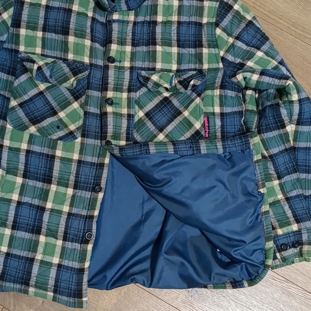 GOTCHA Farmland Flannel Quilted JACKET Bottle Green Mens size Large - Picture 5 of 10